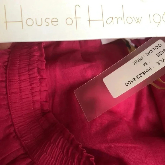 House of Harlow 1960 pink eyelet tiered cotton skirt Medium New with Tags - Picture 2 of 8